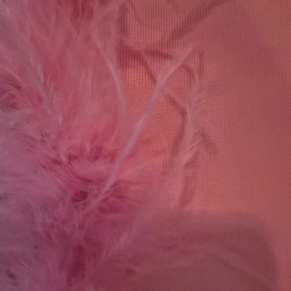 Fashion Nova Slip Dress Bodycon Glam Night Feathers Fringe Beads Pink M/L - Picture 7 of 9